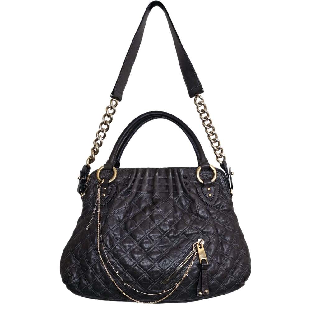 Marc Jacobs Cecilia Quilted Leather Satchel Charcoal Gray Lambskin